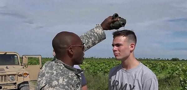  Army soldiers group fuck outdoors at basic training